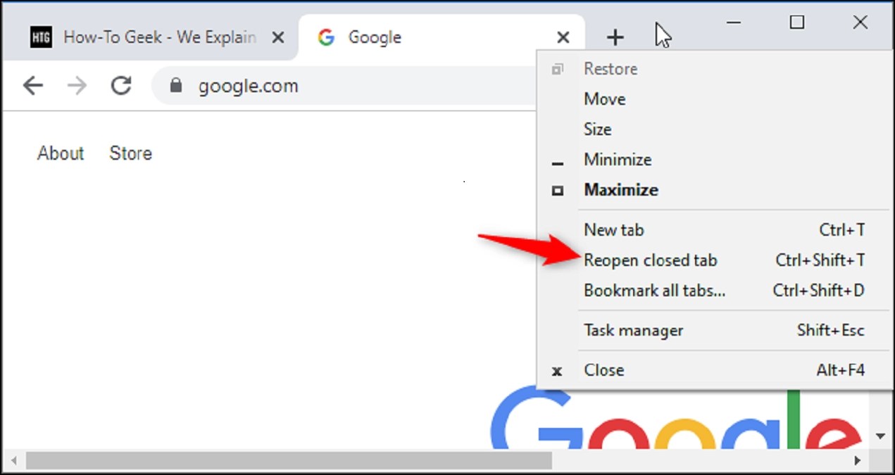 How To Reopen A Closed Tab In Google Chrome