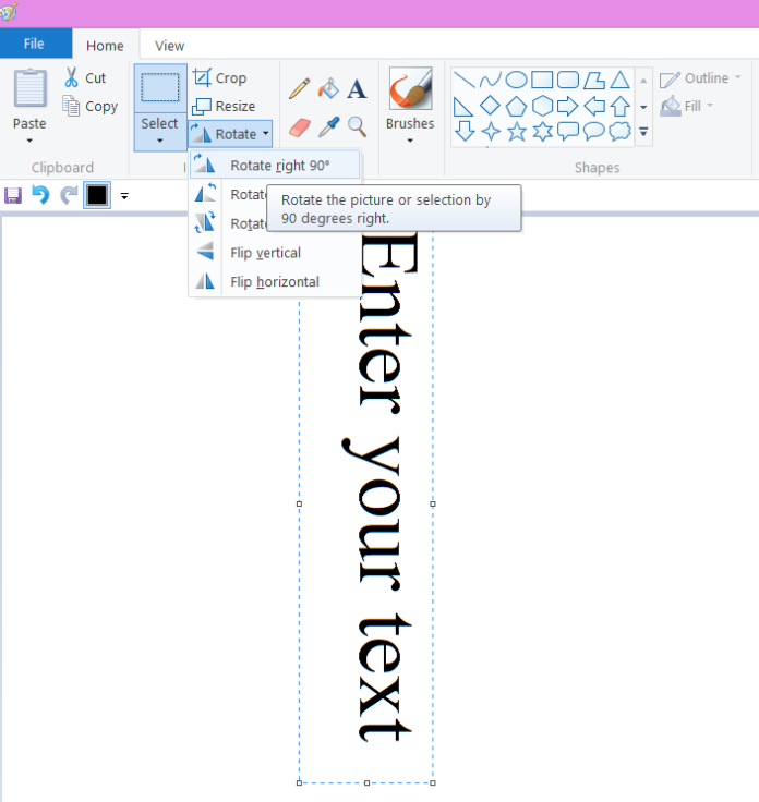 How to Rotate Text Boxes In MS Paint