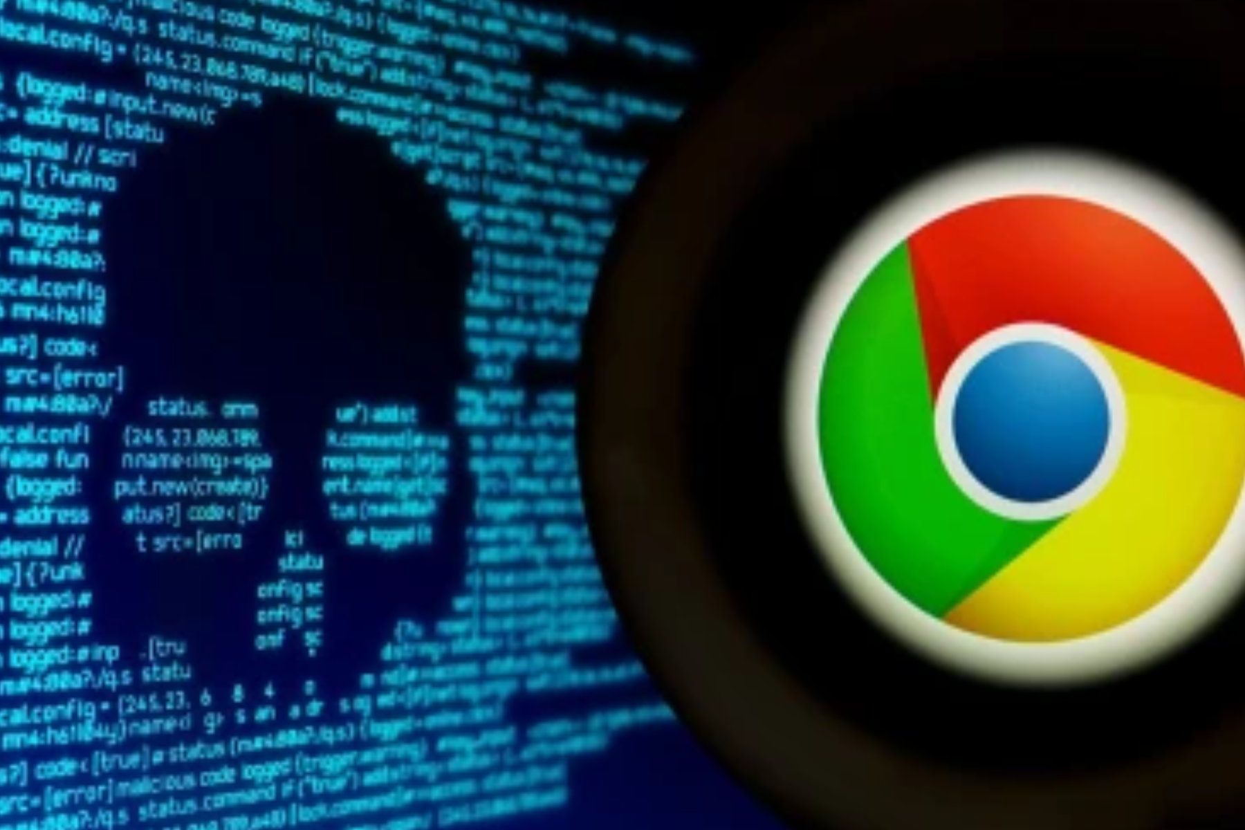 A code that generates a photo of a skull next to the Chrome logo