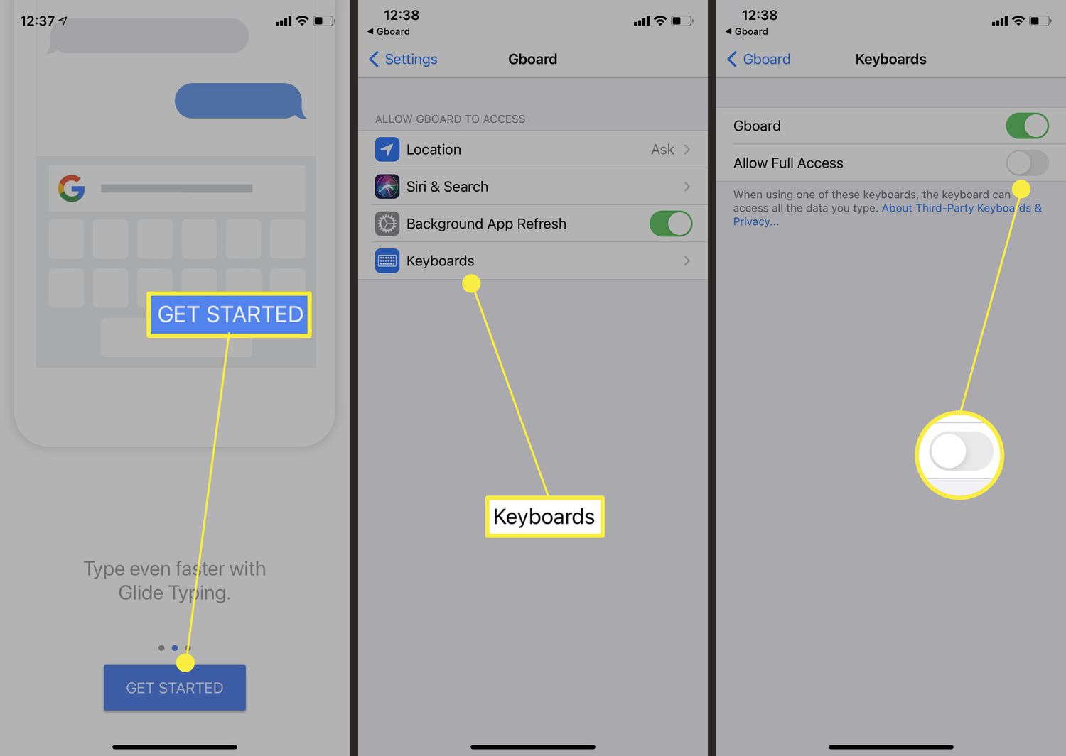 Different Steps To Giving Access Of Keyboard To Google In Iphone
